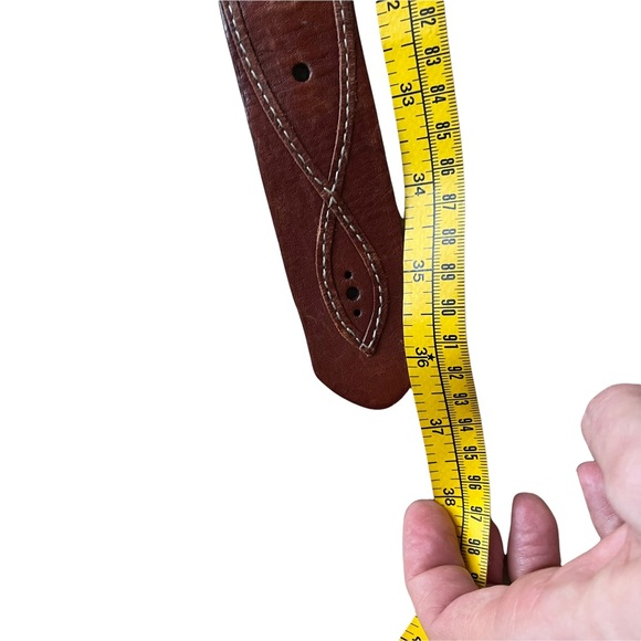 Vintage western style embroidered leather belt in chestnut brown one Size - Picture 13 of 15